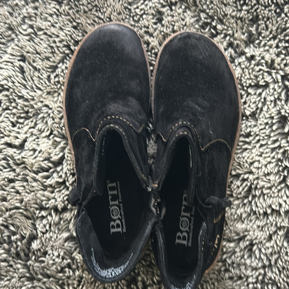 Born suede black Tarklin boots, 7 1/2